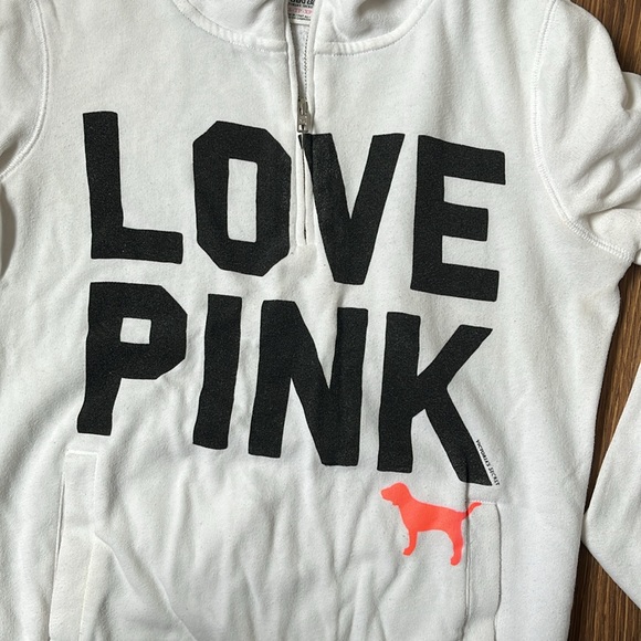 PINK Victoria’s Secret Logo Quarter-zip Pullover Sweater - White - Picture 6 of 9